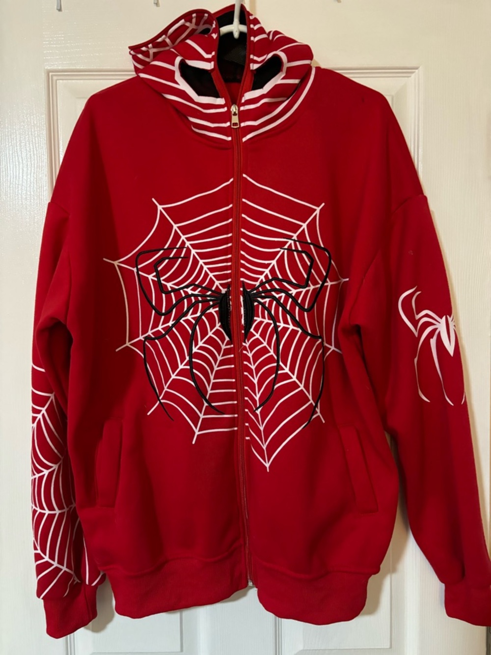 Kids Red Spider Web Zip Hoodie Jacket